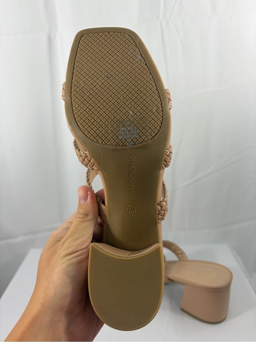 NWT Bandolino Women’s Size 7 Tan Braided Strappy Block Heel Sandals - Picture 5 of 7